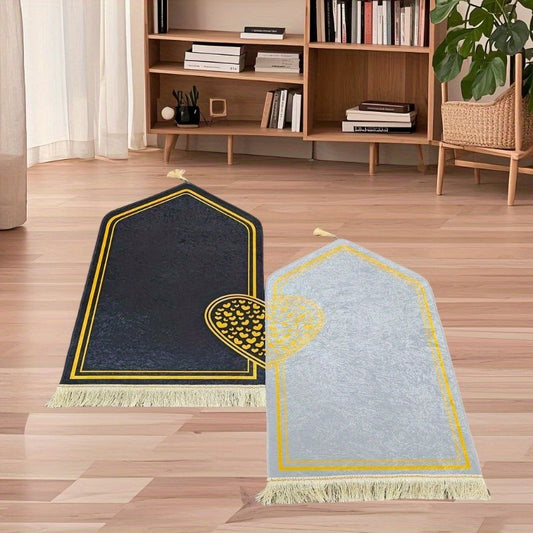 Luxury Couple Prayer Mat Set – Black & Grey Matching Salah Mats